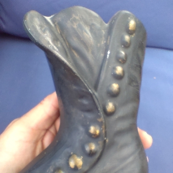 Vintage Ceramic Black Witch Boot Vase Witches Boot Vase Halloween - Picture 5 of 9